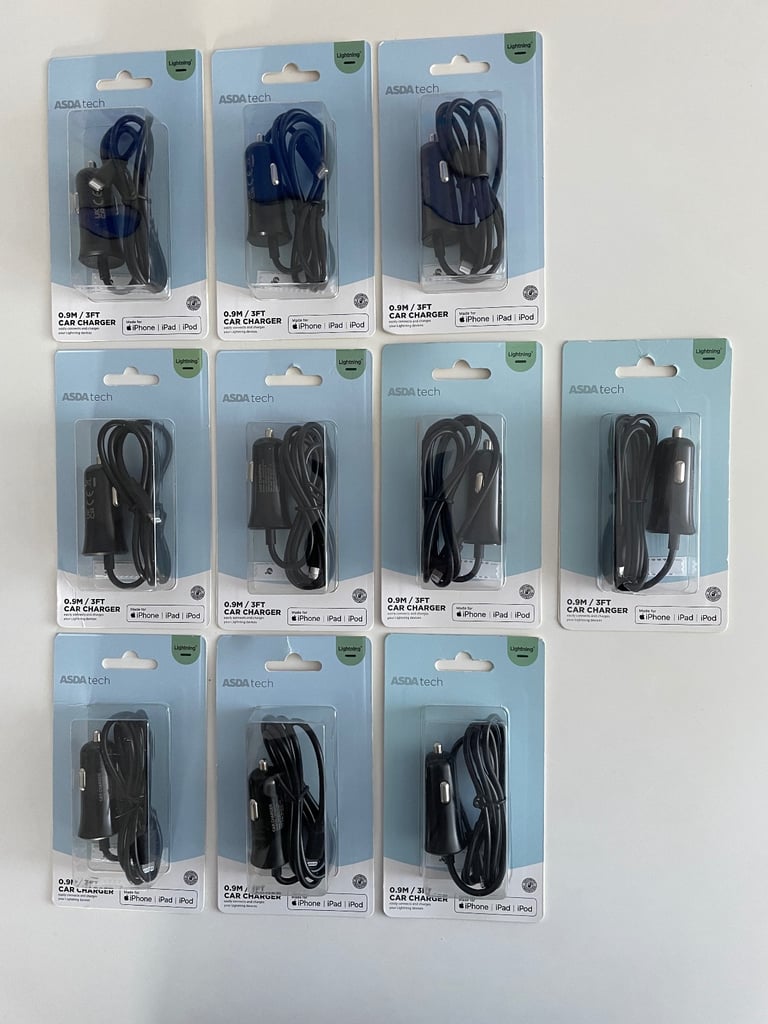 image for *NEW* 10 Car Phone Chargers RRP £9.50 each with Lightning cable for iPhone iPad iPod