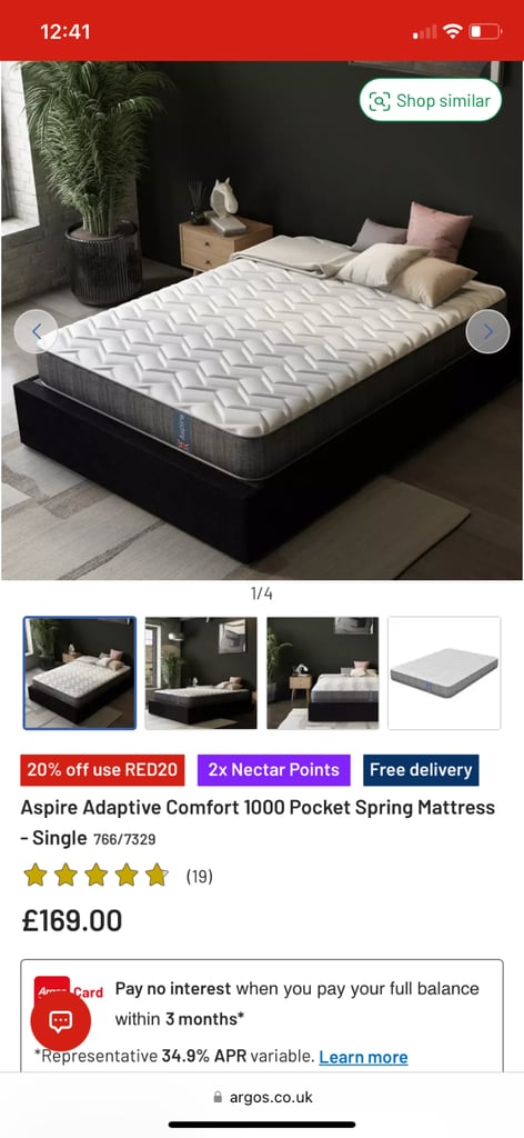 image for Brand new never used Aspire 1000 spring single mattress