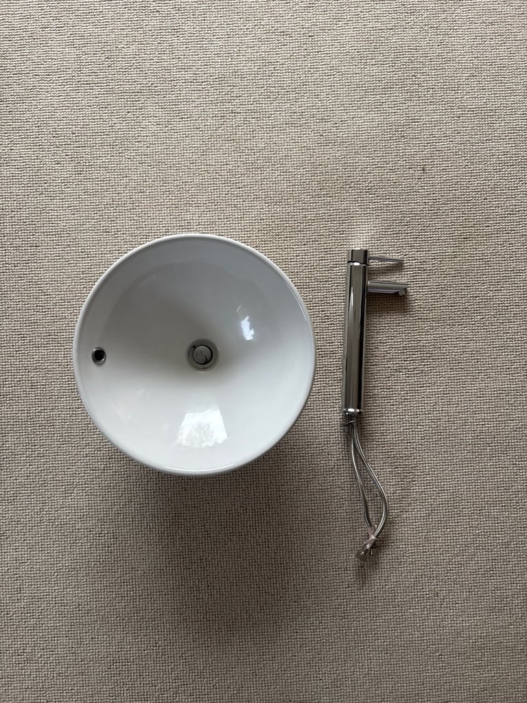 image for White Bathroom sink/basin and chrome tap