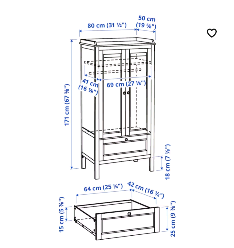 Ikea SUNDVIKWardrobe, white, 80x50x171 cm
