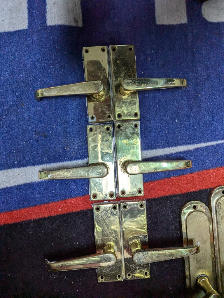 Brass coloured interia door handles