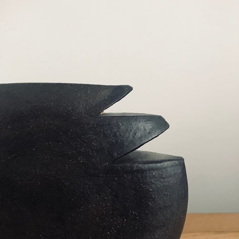 Pair of vintage Brutalist vases - geometric statement designer