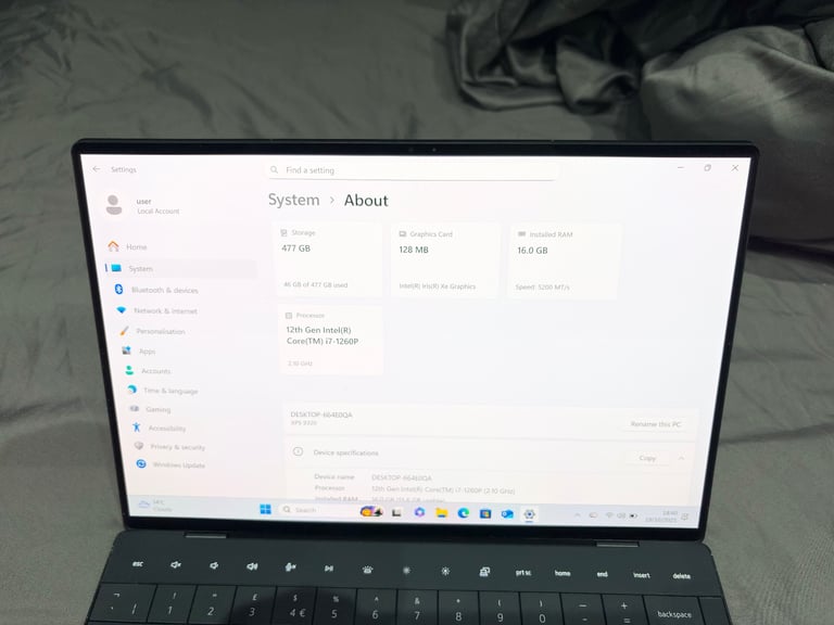DELL XPS 13 PLUS 9320 TOUCHSCREEN LAPTOP OLED 4K I7 12 GEN,512 GB,16GB RAM,WIN 11 (CAM NOT WORKING)