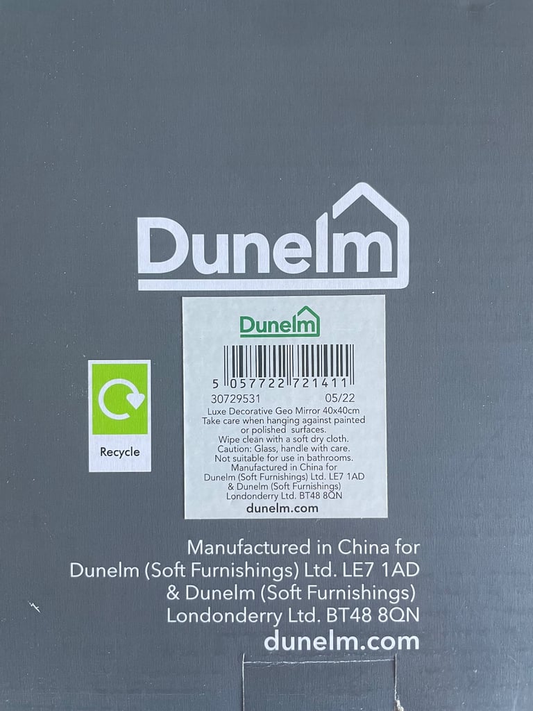 New. Boxed. 3 x Dunelm Luxe Decorative Geo Mirrors