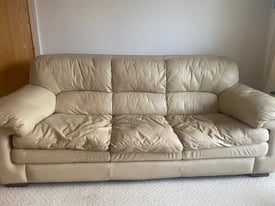 Cream leather sofa set