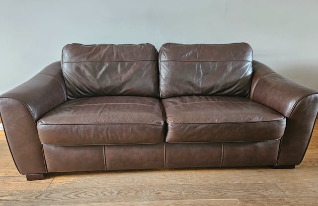 Brown Leather Two Seater Tesco Sofa