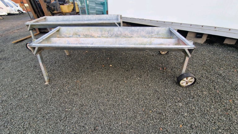 Choice of two 8ft galvanised double cattle feeding trough farm tractor