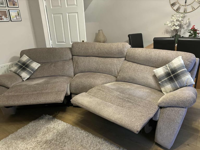 Power reclining sofa and single manual recliner 