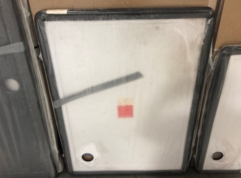 image for BN CLEAR GLASS SILVER FRAMED 900 X 1900MM PIVOT SHOWER DOOR & PEARLSTONE 1200 X 900MM SHOWER TRAY