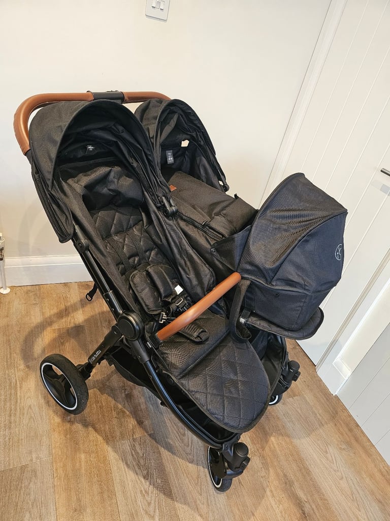Ickle Bubba Venus Prime Double Stroller Pram with Bassinet Black