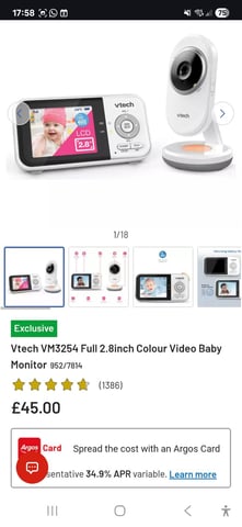 Vtech VM3254 Full Colour Video Baby Monitor in Adlington