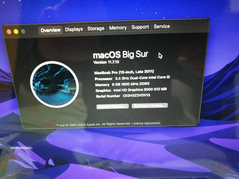 APPLE MACBOOK PRO A1278 13INCH LAPTOP WITH CHARGER 2.4GHZ I5 CPU, 8GB DDR3 128GB SSD MACOS BIG SUR. 