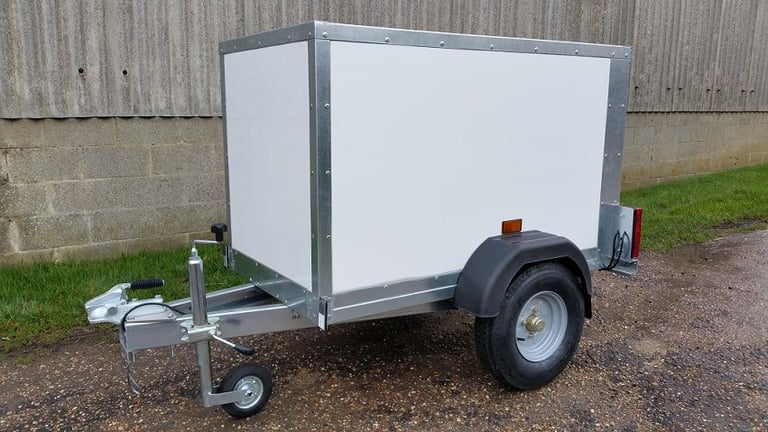 Camping Trailer in Black or White with Roof Bars and Spare Wheel -Tickners Single Axle 5' x 3' x 3'