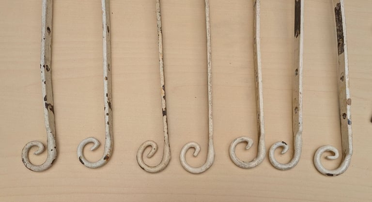 Bundle Vintage 1930's Cast Iron Monkey Tail Window Stays, Window Catches & Posts