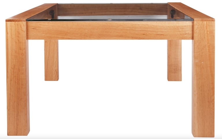 Square Solid Wood & Glass Coffee Table