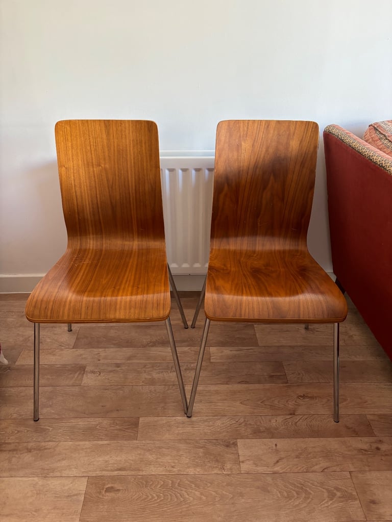 image for 2 x brown chairs mid century style