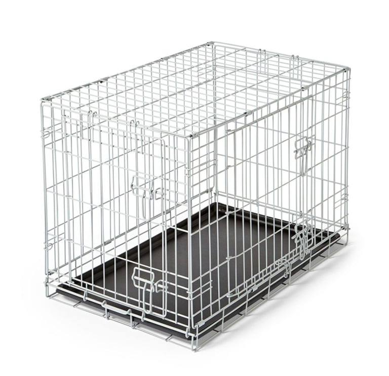 Pets at Home Double Door Folding Dog Crate Grey Small 30"