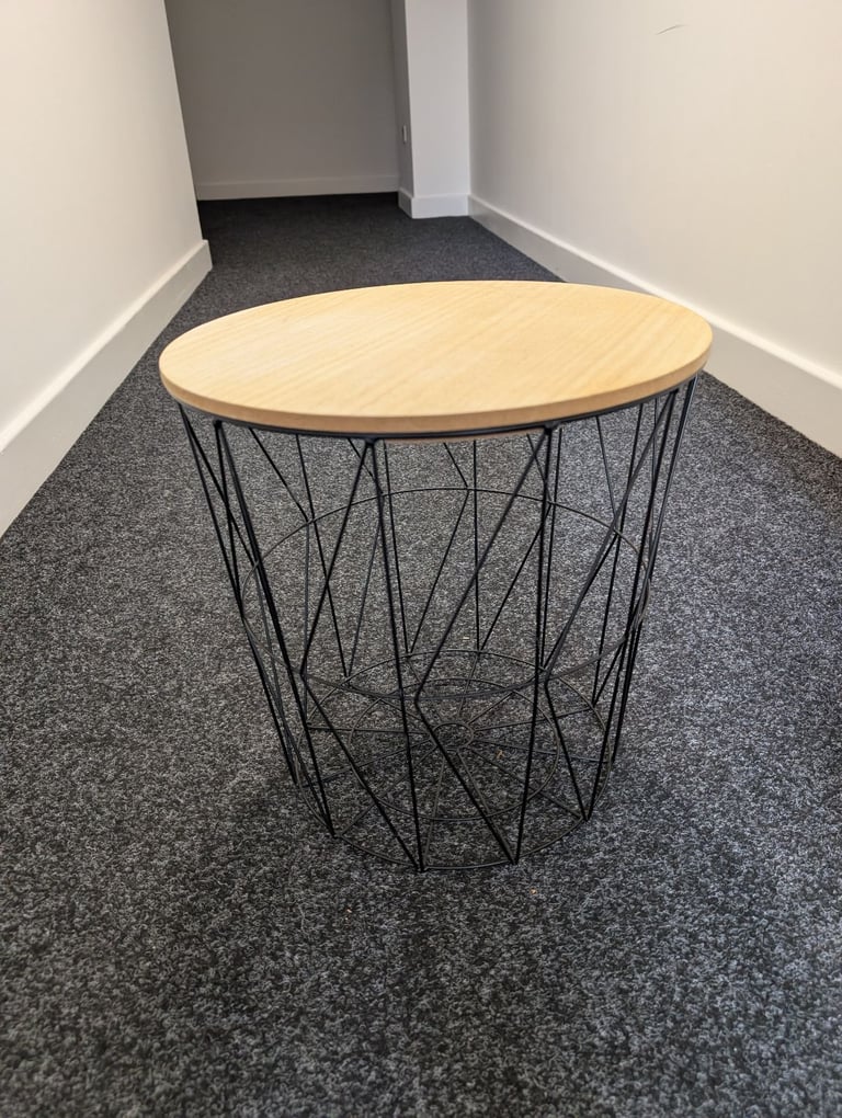 image for Black metal Storage side Table with lid