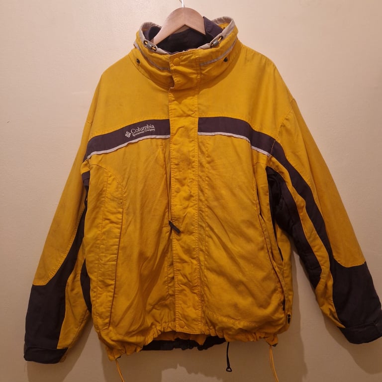 image for Columbia 2-in-1 Interchange Ski Jacket – Yellow/Black Shell + Purple Fleece – Men’s XL – Vintage 90s