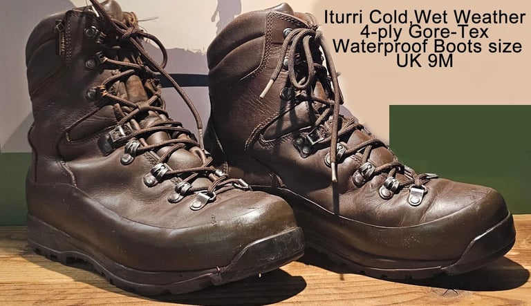 Iturri Cold Wet Weather Hiking, Walking Boots. Military. 4ply Gore-Tex. Leather. Size 9m. Very Good