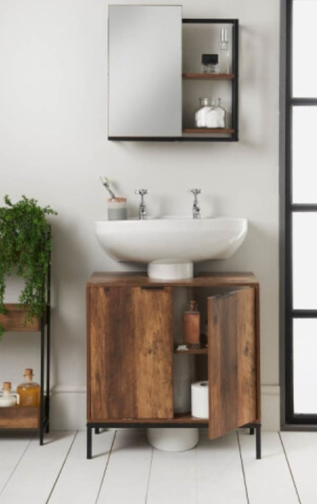 image for Tromso undersink rustic wood brown undersink unit