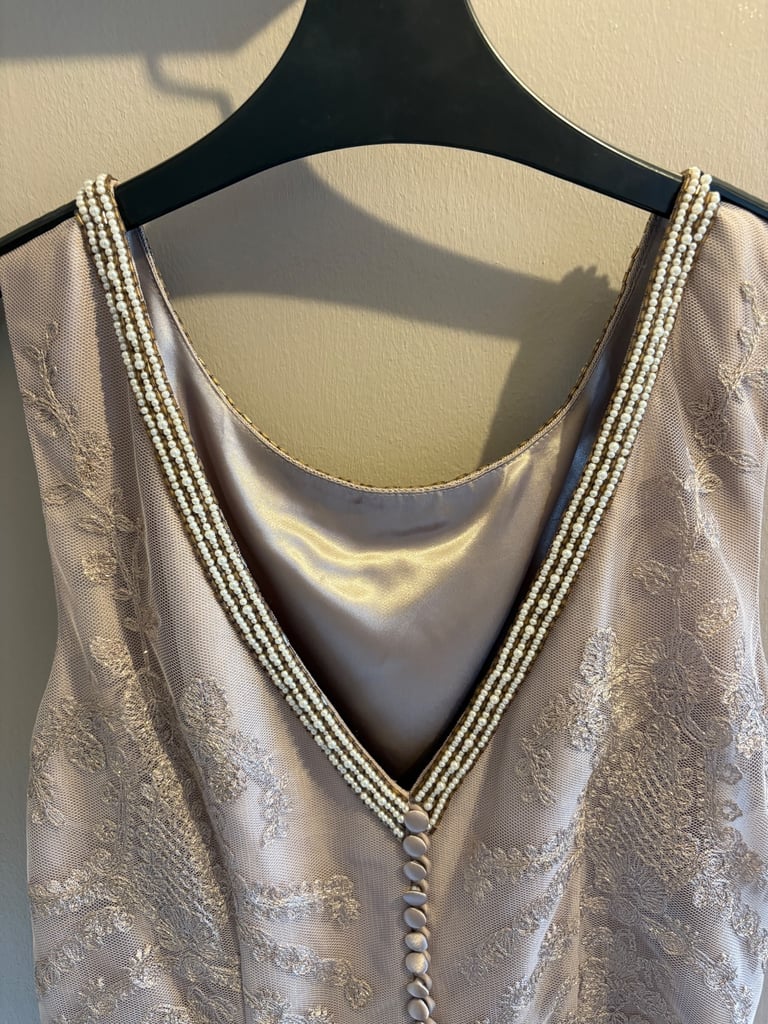 Monsoon taupe evening dress uk size 10