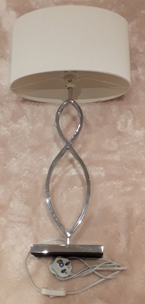 Dar lighting, polished chrome table lamps with shades x 2