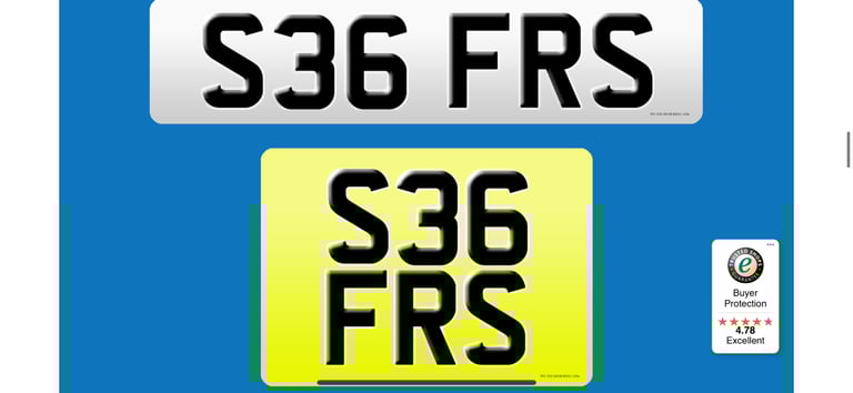 image for S36 FRS ideal for Name Fraser private cherished peronal peronalised registration plate number
