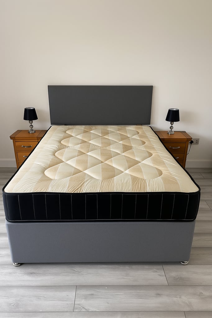 image for Luxury Divan Bed with Mattress Headboard Storage Drawers in Sizes Single Double King