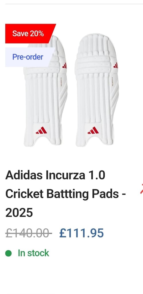 Adidas Pro Quality cricket batting gear pads gloves and thighpad in excellent condition