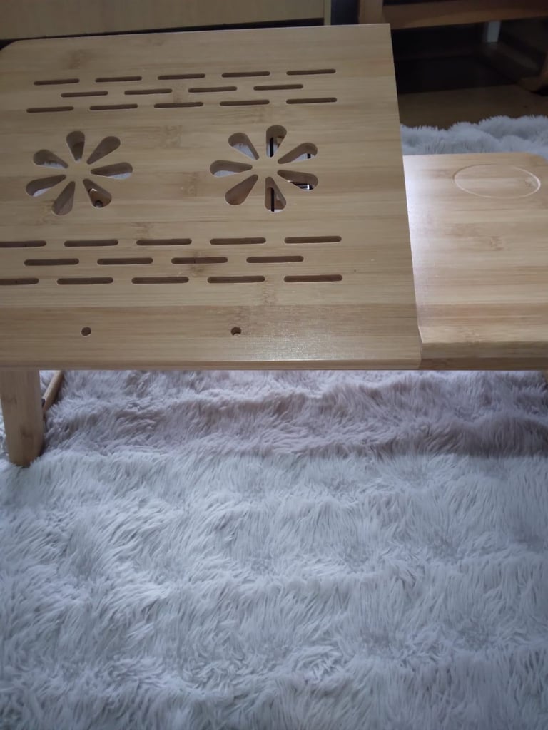 Bamboo Lapdesk Foldable Laptop Stand Bed Table Serving Breakfast Adjustable Tray