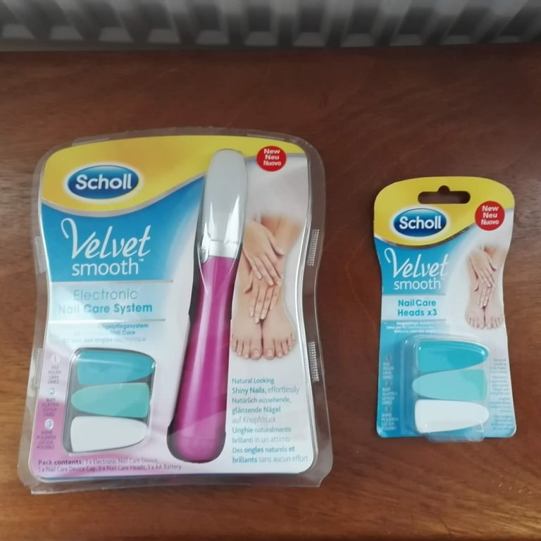 Scholl Velvet Smooth Nail Care System – Pink & Nail Care Heads – New