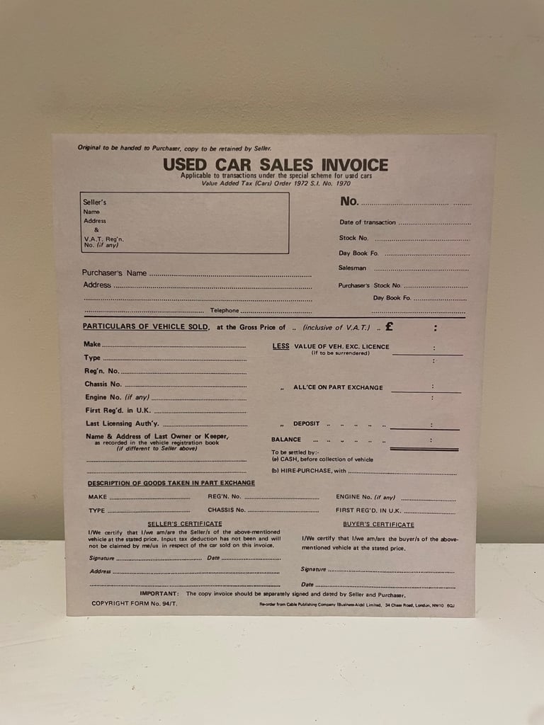 image for Used Car Sales Invoices