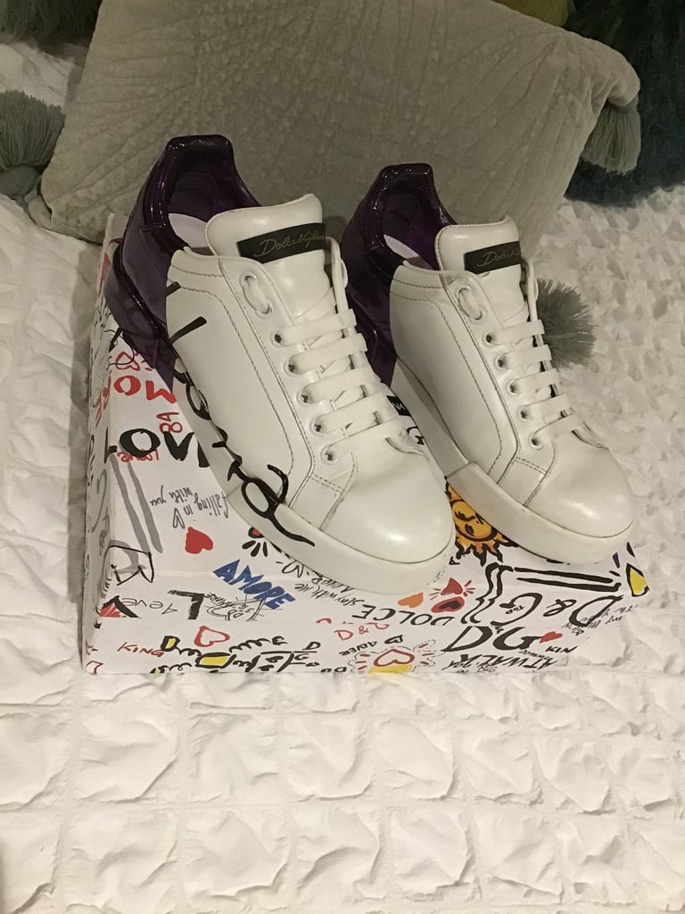 Dolce & Cabanna Woman's White & Purple Training Shoes - Size 4