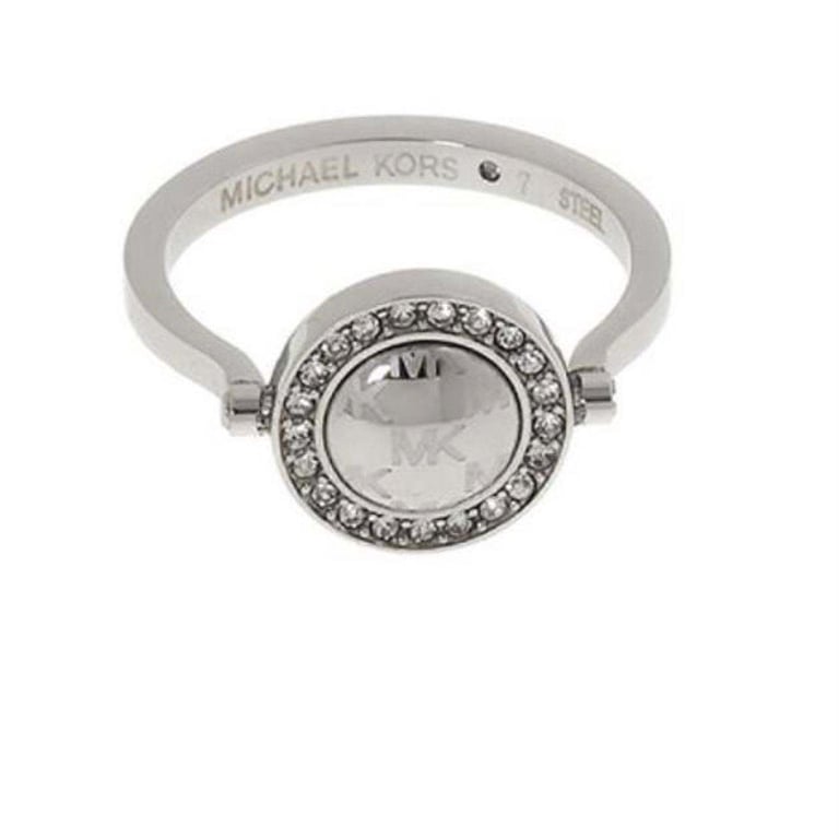 image for MICHAEL KORS Silver Tone Embellished Ring Size N 