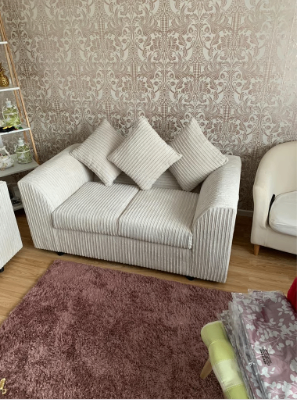 Brand New Dylan Jumbo Cord Fabric L-Shape Corner in Cream