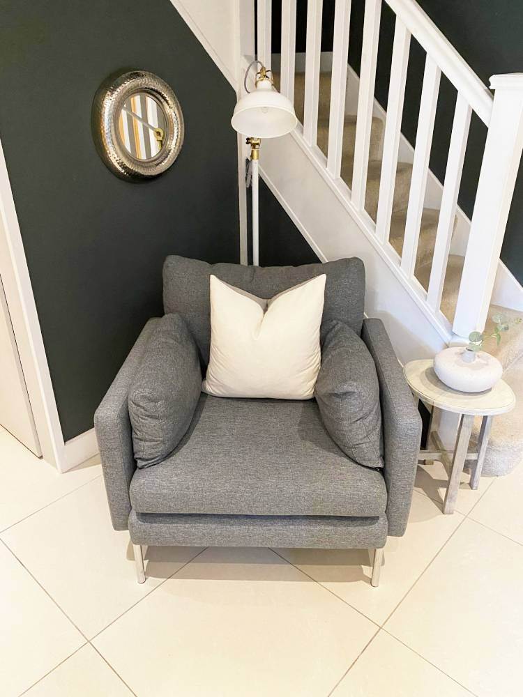 NEW French Connection Grey Armchair Lounge Chair DFS Sofology Next Office Salon Living Room RRP £699