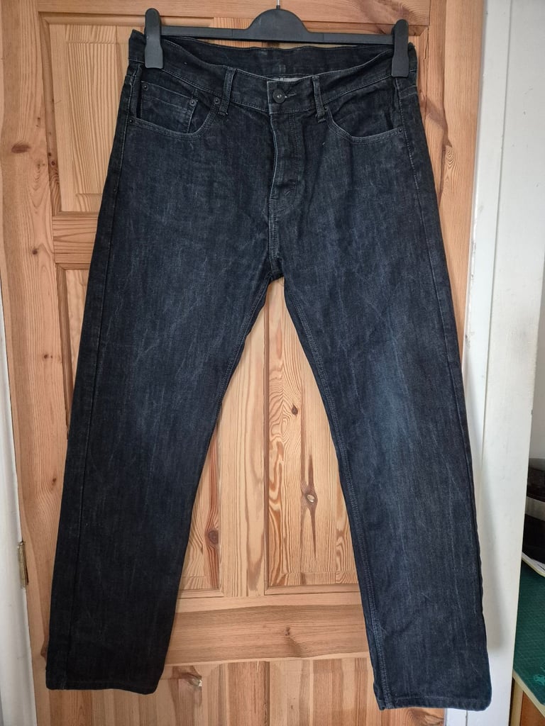 Mens Burton Black Stretch Straight Jeans - Waist 34-Leg31 inch.