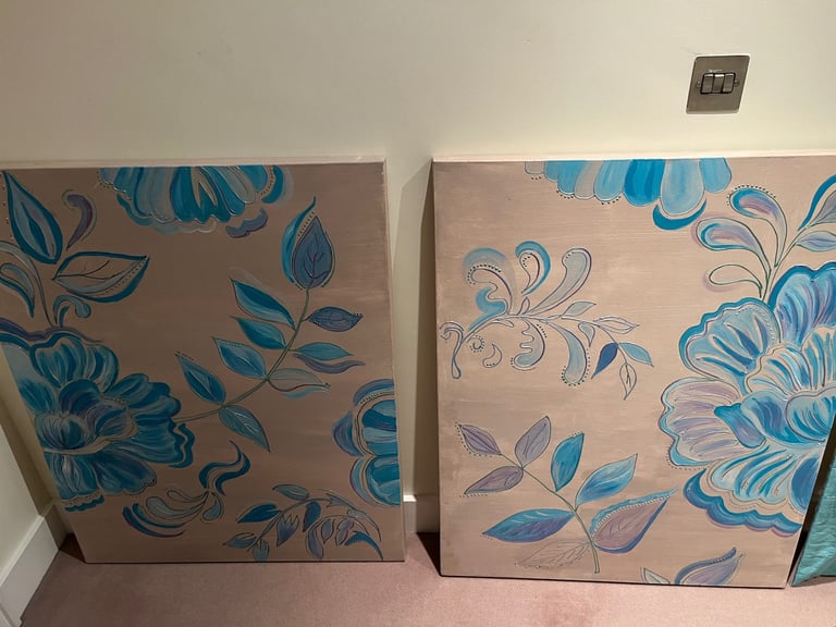 image for 2 hand painted large canvases