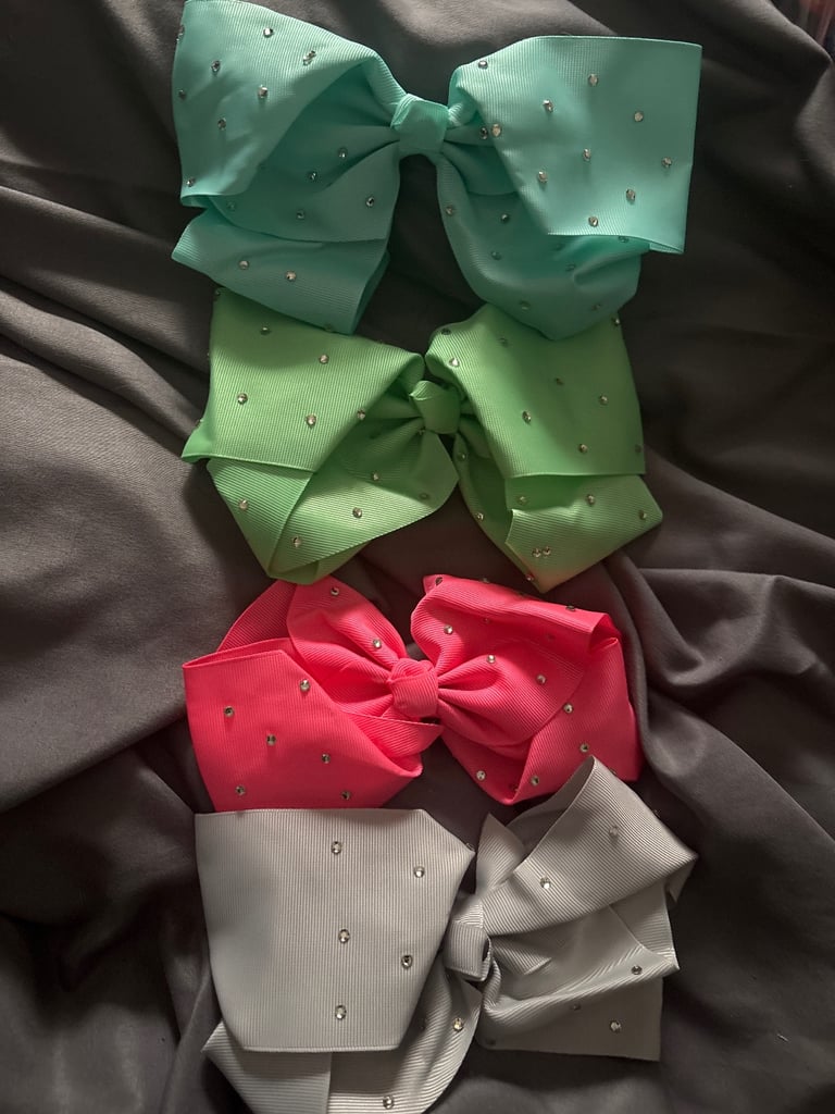 New 4 large crystal hair bow clips 