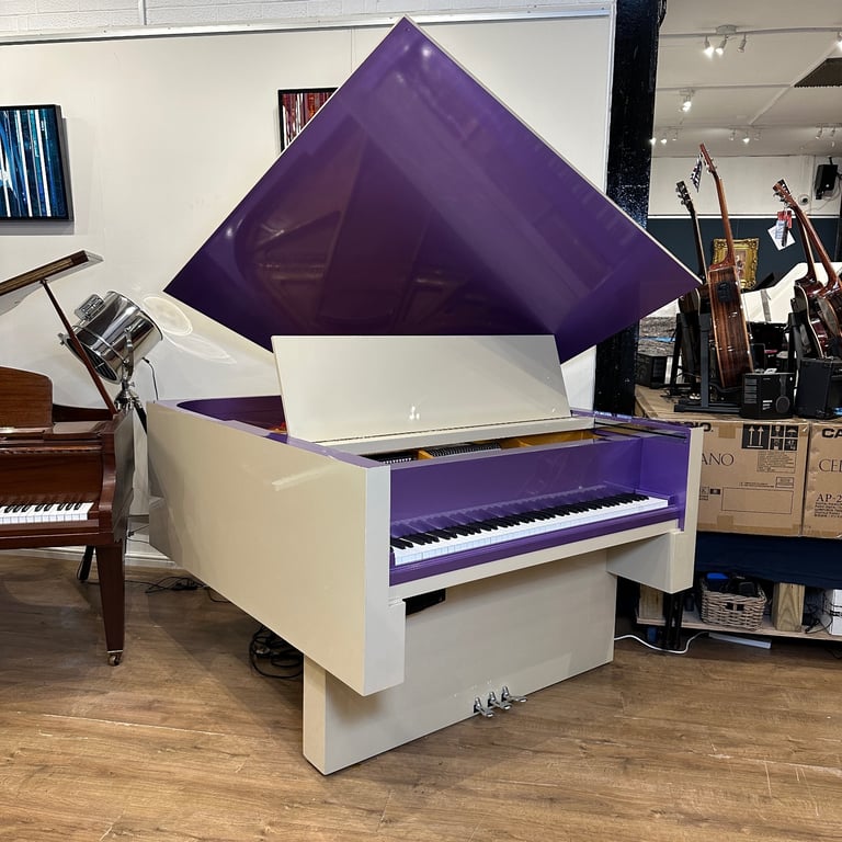 Bespoke Interior Square Grand Piano | Purple & Cream | Delivery, Stool, Tuning
