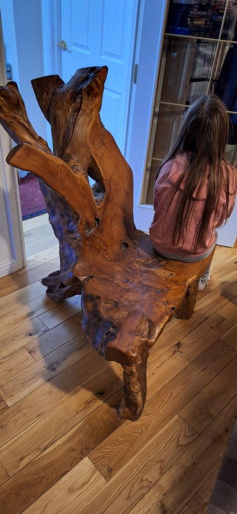 Hand Carved, Heavy, Solid, Wooden Statement Chair