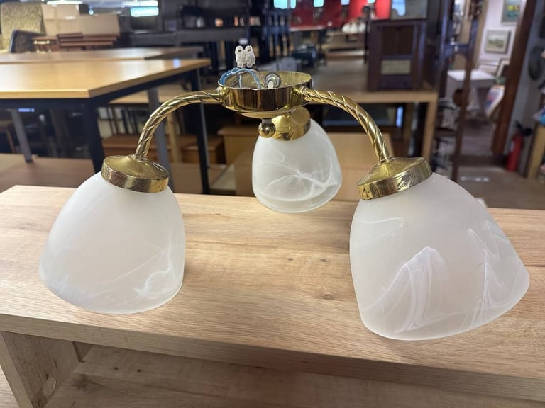 3-Light Brass & Frosted Glass Ceiling Light