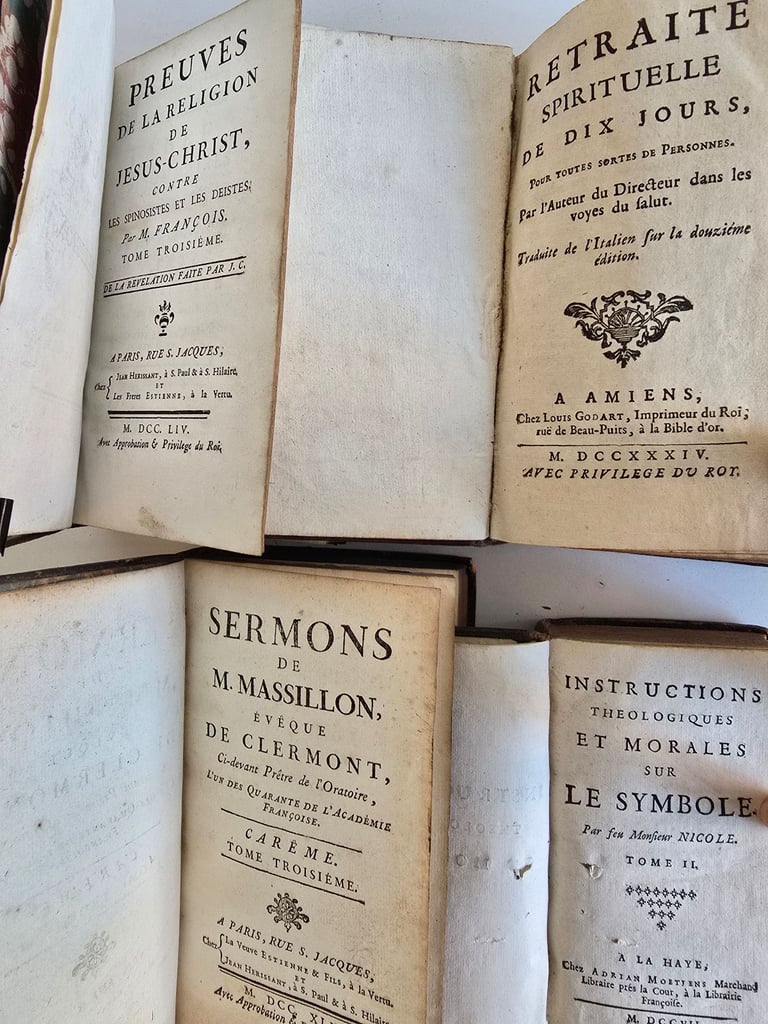1700s Antique Collector's Georgian Era French Leatherbound Books £40/Each  200 Years Old