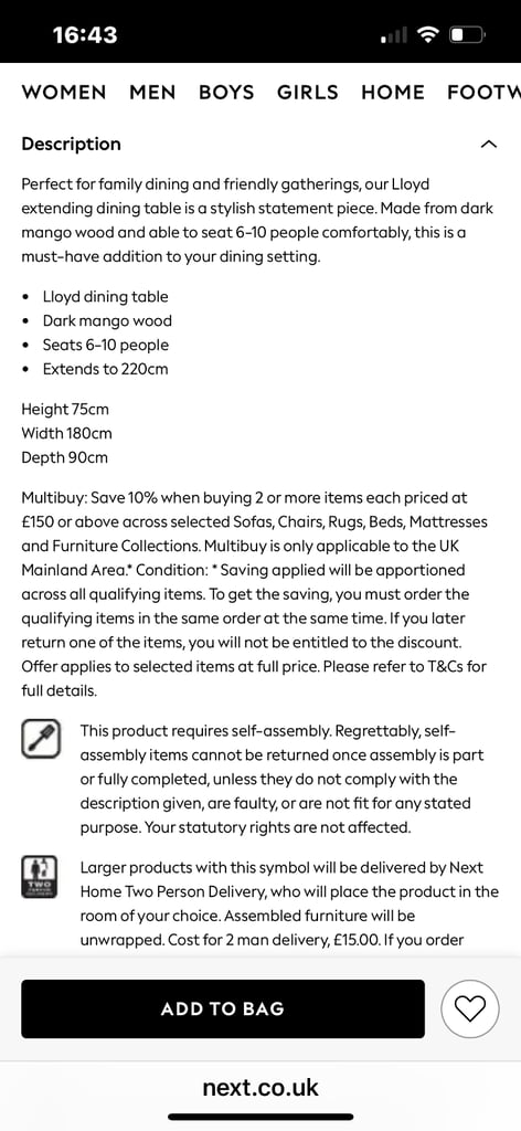 Extendable Mango wood dining table sits 6 to 10 people  