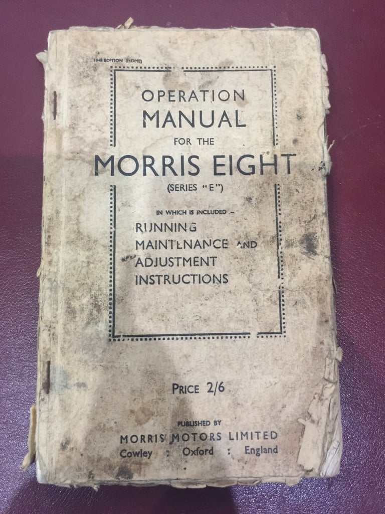 Operation Manual for the Morris Eight (Series E)  1939 Edition