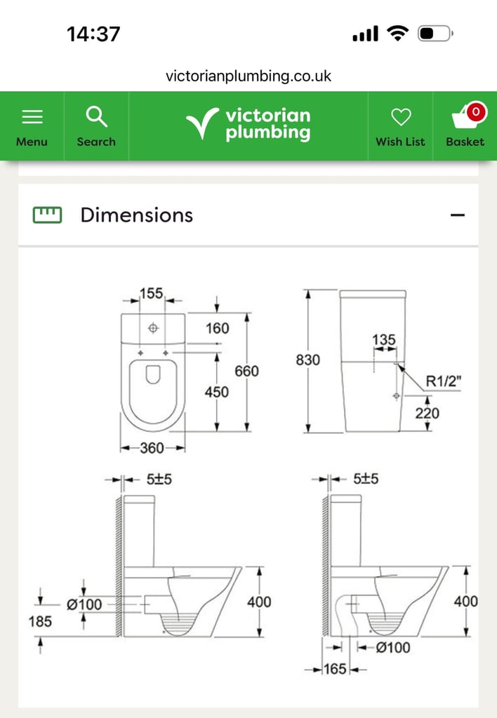 Mode Tate Rimless Close Coupled Toilet with Soft Close Seat