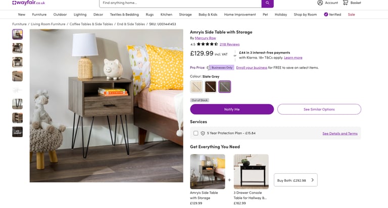 Stunning High Quality bedside tables (Slate Grey)