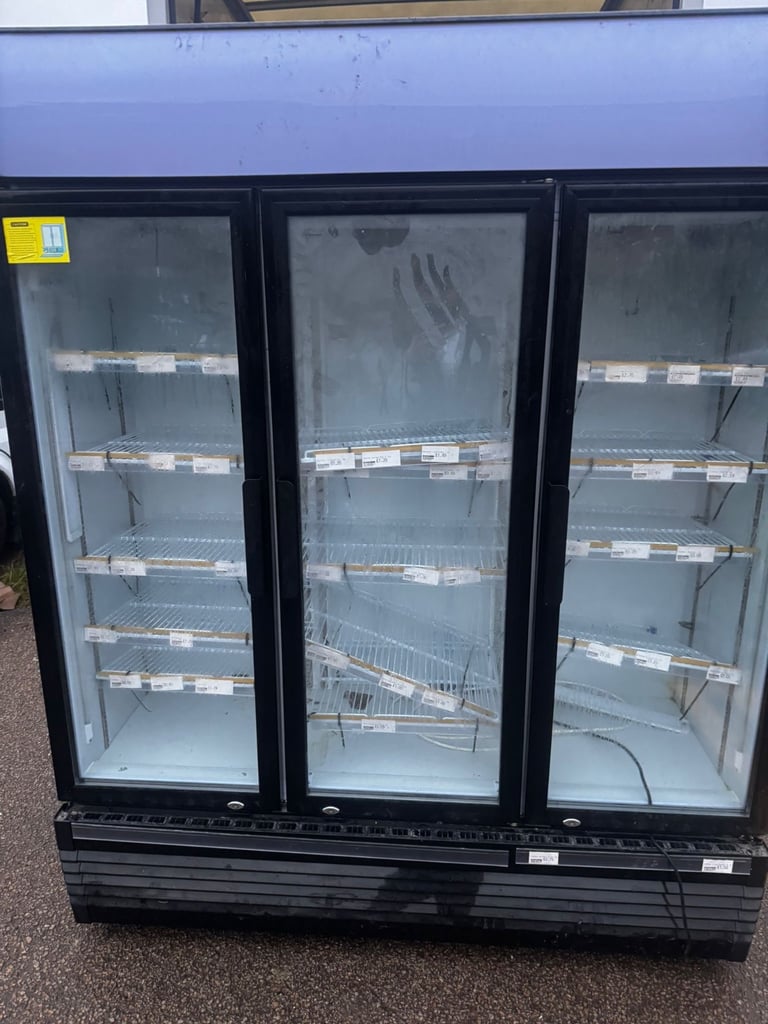 Commercial upright triple door glass display fridge cafe restaurant 