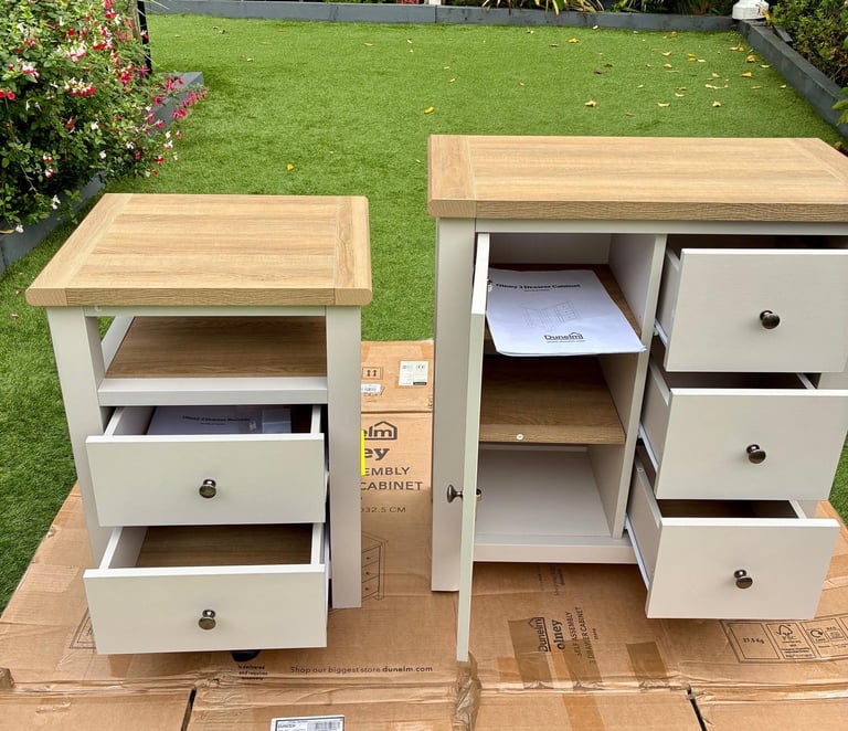 OLNEY 3 DRAWER CABINET and beside table  - STONE 